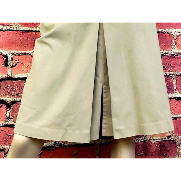 Talbots Stretch Chino Front Pleat Knee Length Khaki Skirt with Pockets Womens 16 - Picture 2 of 10